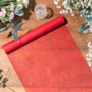 Chemin de table Intissé Luxe Rouge 30CMX5M