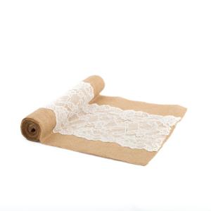 CHEMIN DE TABLE JUTE CENTRE EN DENTELLE 28CMX3M