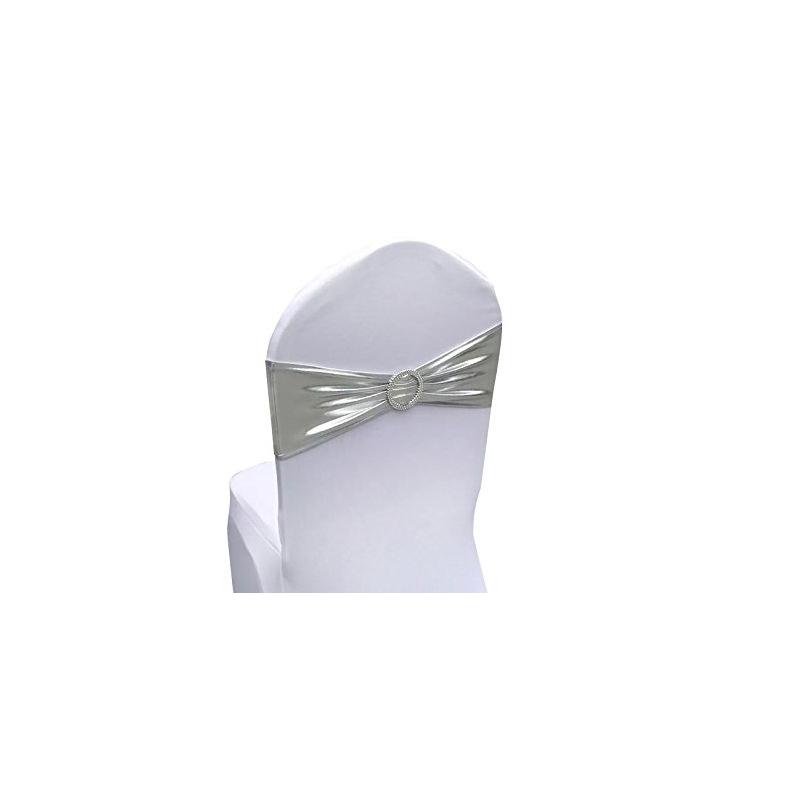 Noeud/Bandeau Brillant Argent pour housse de chaise