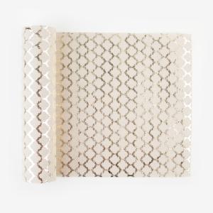 Chemin de table Lin nid d'abeille floqué Champagne 28CMX5M
