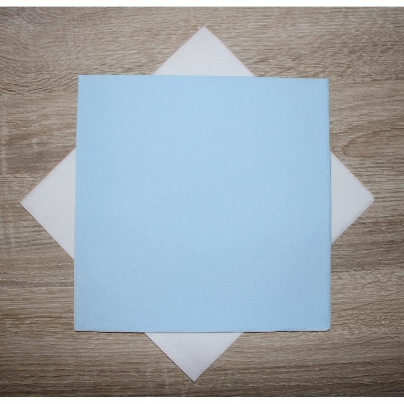 50 Serviettes Intissées BLEU CIEL / AZUR (taille 40x40cm) 