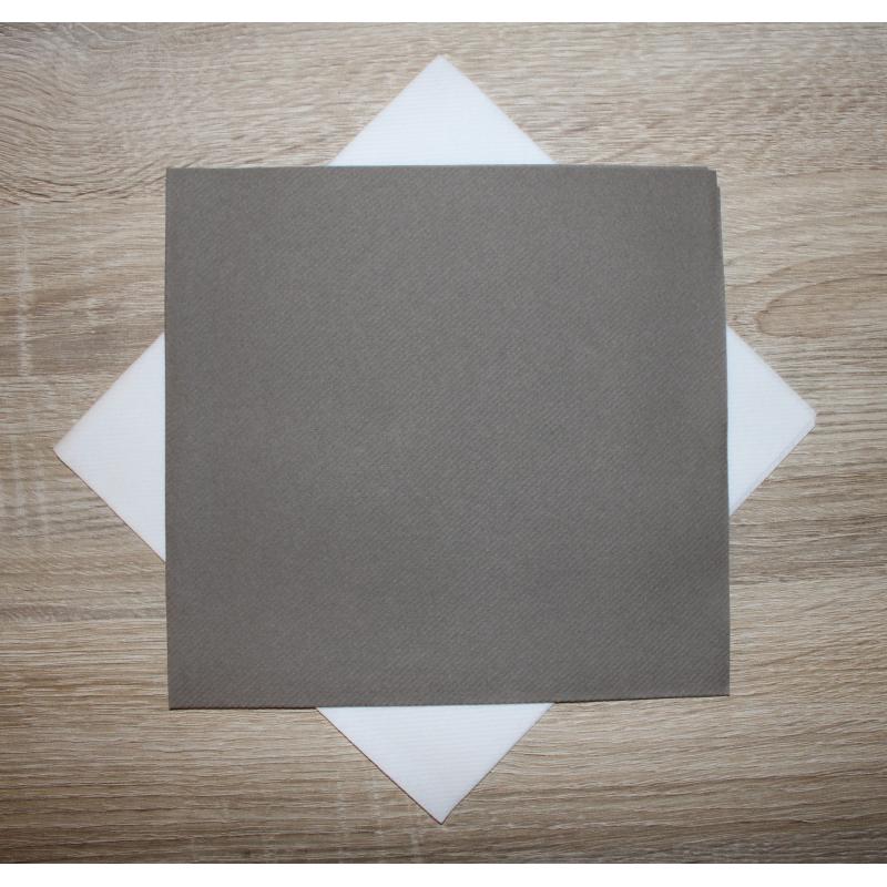 50 Serviettes Intissées ARGILE-TAUPE (taille 40x40cm) 