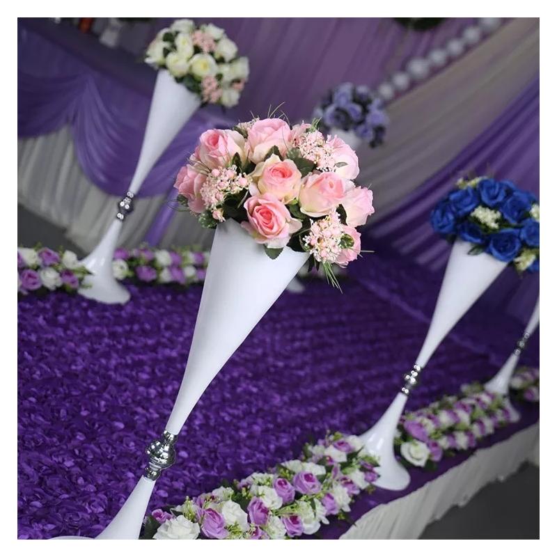 Vase Haut 70cm Blanc et Argenté