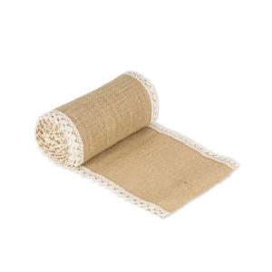CHEMIN DE TABLE JUTE ET DENTELLE CHAMPETRE 20CMX5M