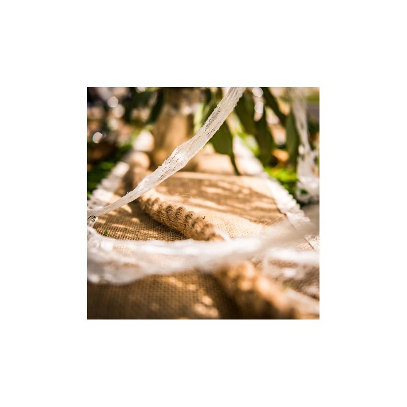 CHEMIN DE TABLE JUTE ET DENTELLE 36CM X5M