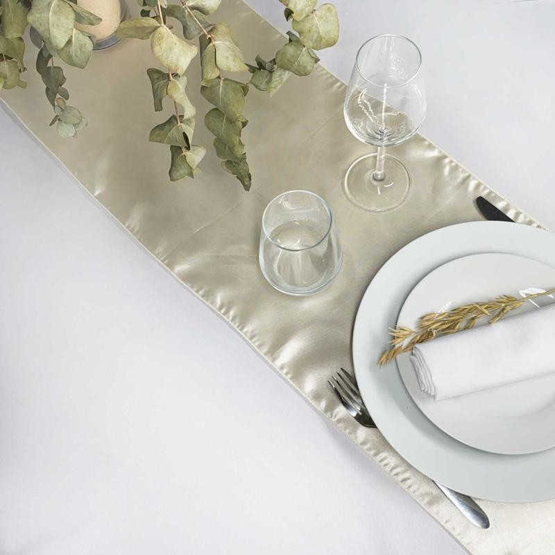 Chemin de table Ivoire satin