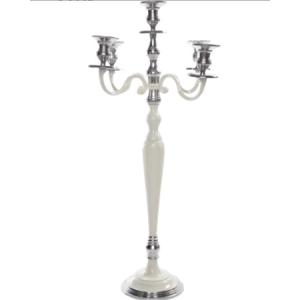 Chandelier 5 branches Blanc et Argent 78 cm