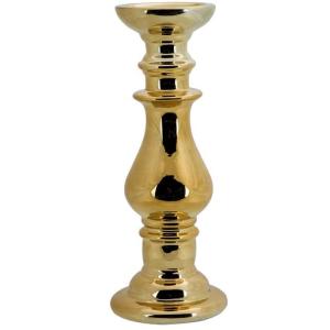 Chandelier/Bougeoir Doré H33,5cm et ØRond Céramique