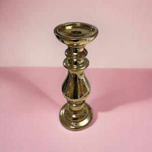 Chandelier/Bougeoir Doré H33,5cm et ØRond Céramique