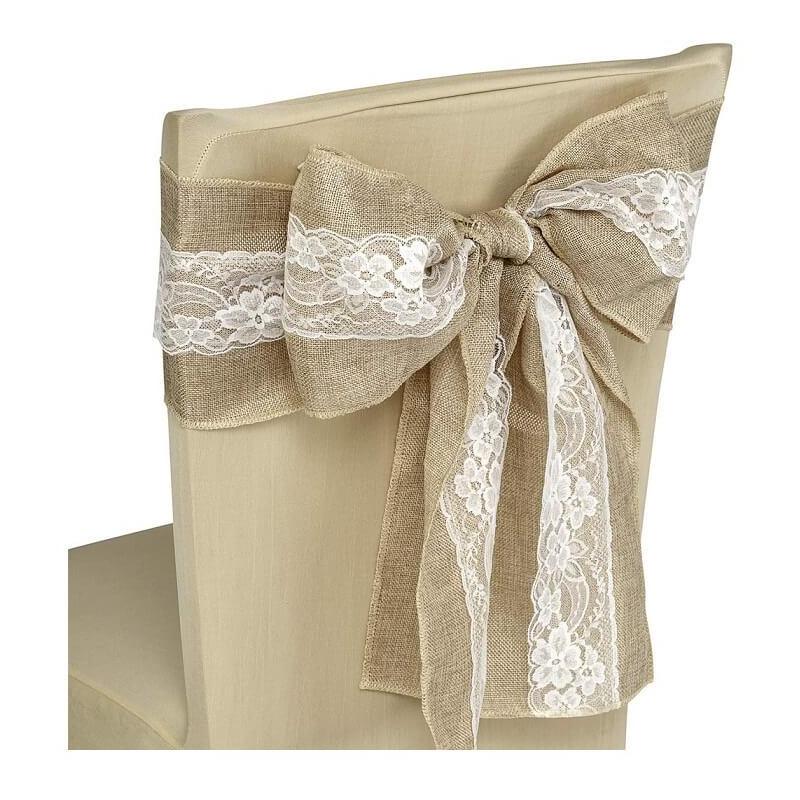 Noeud en Toile de Jute avec Dentelle