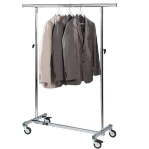 Portant droit pliant L100cm - hauteur réglable de 118 à 190cm – chromé
