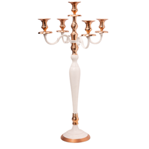 Chandelier 5 branches Blanc et Cuivre78 cm