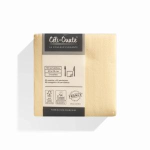 50 Serviettes Cocktail Ouate IVOIRE (taille 20x20cm)