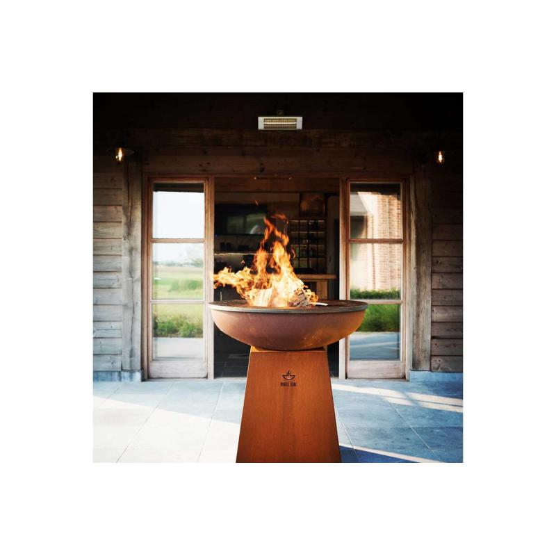 Brasero Nomade 99cm couleur Corten - avec son couvercle et accessoires