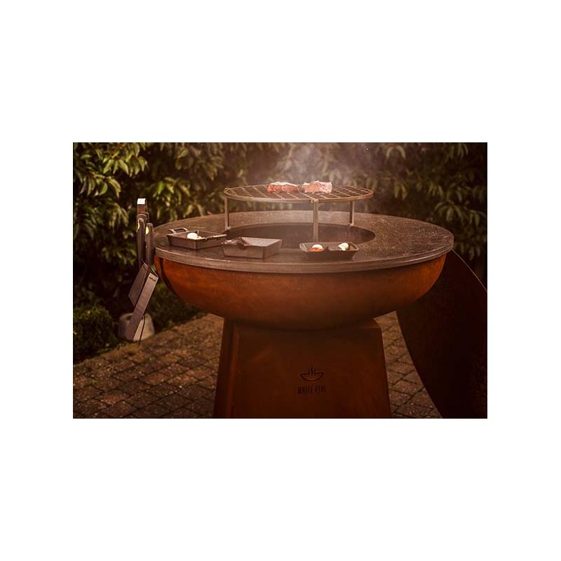 Brasero Nomade 99cm couleur Corten - avec son couvercle et accessoires