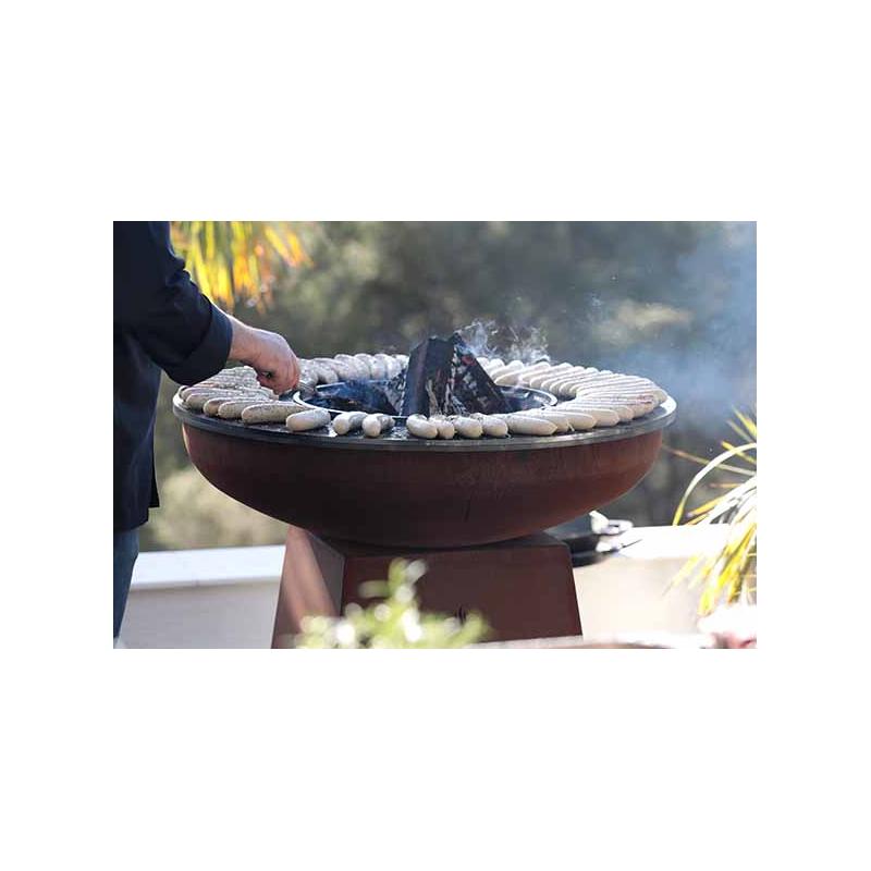 Brasero Nomade 99cm couleur Corten - avec son couvercle et accessoires