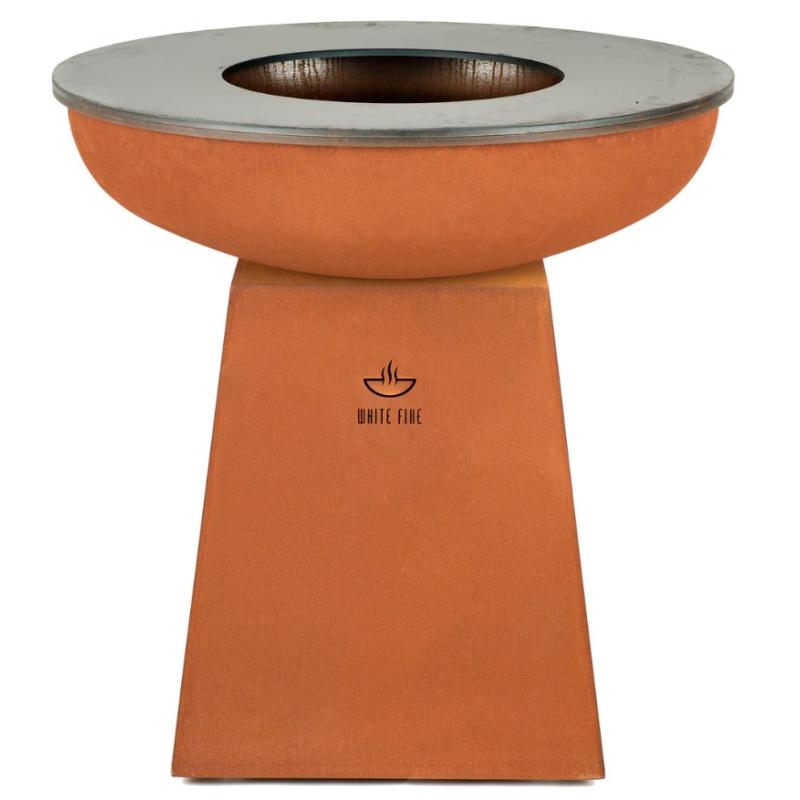 Brasero Nomade 99cm couleur Corten - avec son couvercle et accessoires