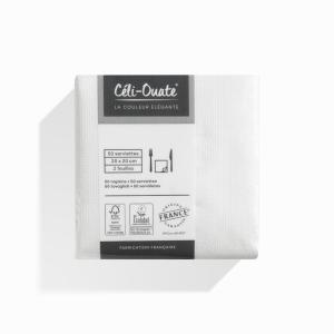 50 Serviettes Cocktail Ouate BLANC (taille 20x20cm)
