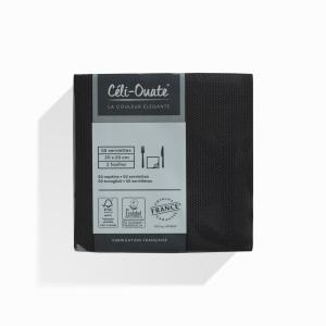 50 Serviettes Cocktail Ouate NOIR (taille 20x20cm)