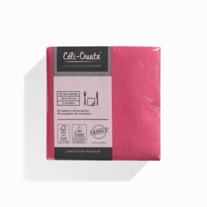 50 Serviettes Cocktail Ouate Pivoine / Fuchsia (taille 20x20cm)