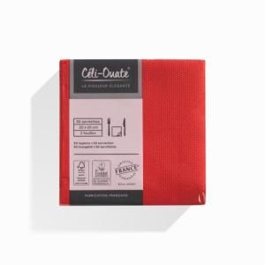 50 Serviettes Cocktail Ouate Rouge (taille 20x20cm)