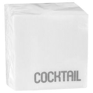 50 Serviettes Cocktail Ouate BLANC (taille 20x20cm) "COCKTAIL"