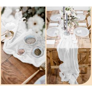 Chemin de table gaze de coton BLANC 4m x 0,90 m