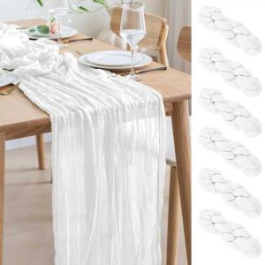 Chemin de table gaze de coton BLANC 4m x 0,90 m