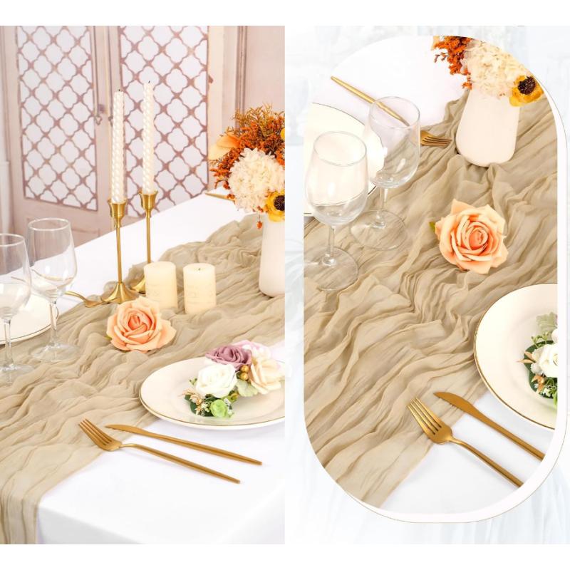 Chemin de table gaze de coton CHAMPAGNE 4m x 0,90 m