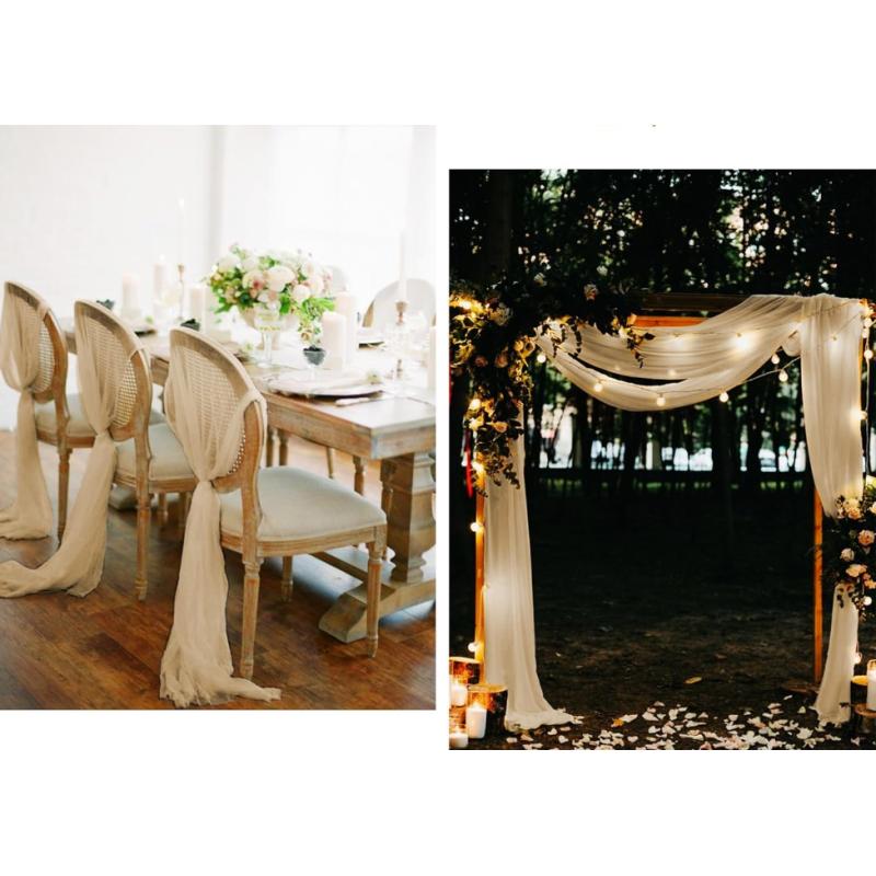 Chemin de table gaze de coton CHAMPAGNE 4m x 0,90 m