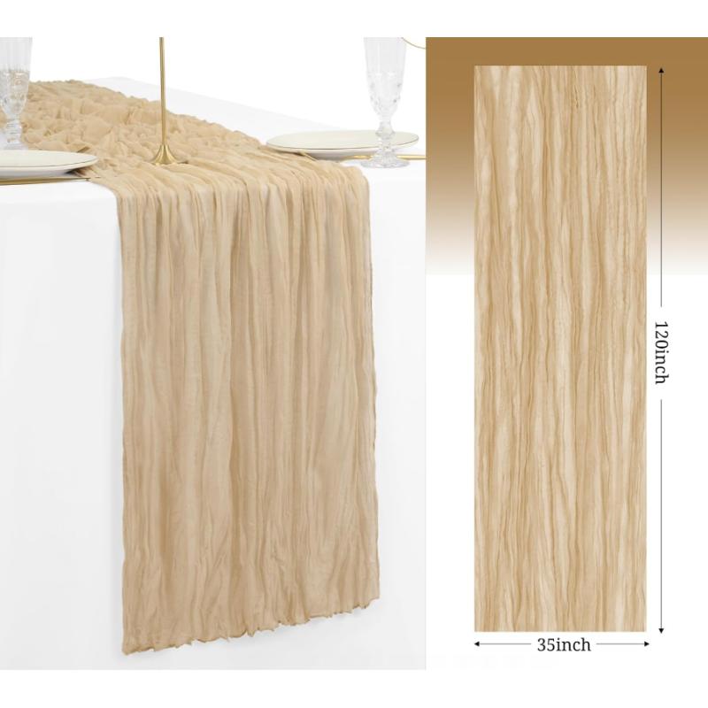 Chemin de table gaze de coton CHAMPAGNE 4m x 0,90 m