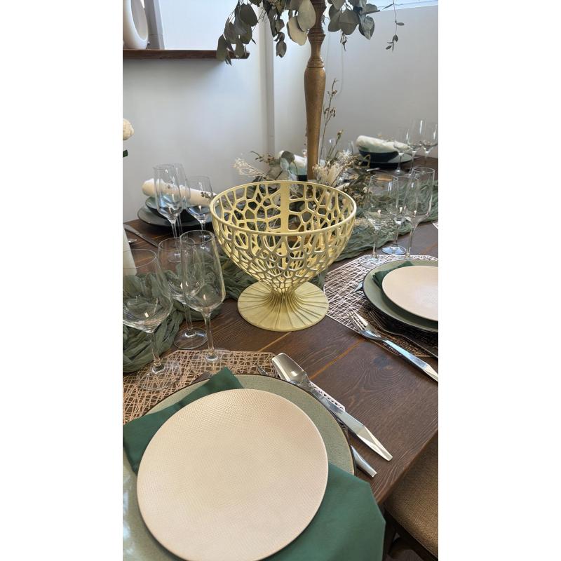 Corbeille à Fruits Beige Dorée