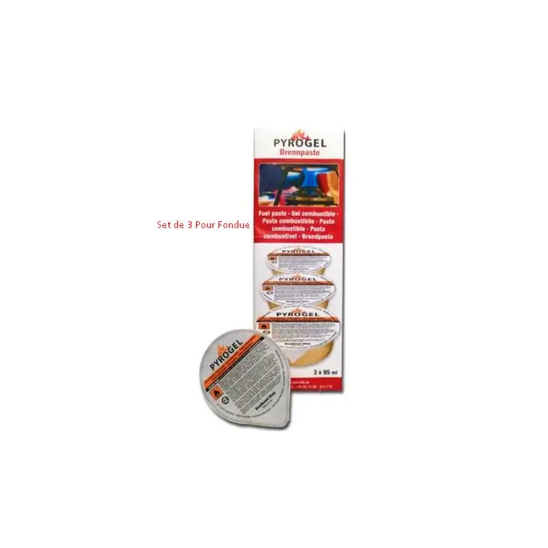 Lot de 3 PYROGEL - PATE A BRULER 95G pour FONDUE