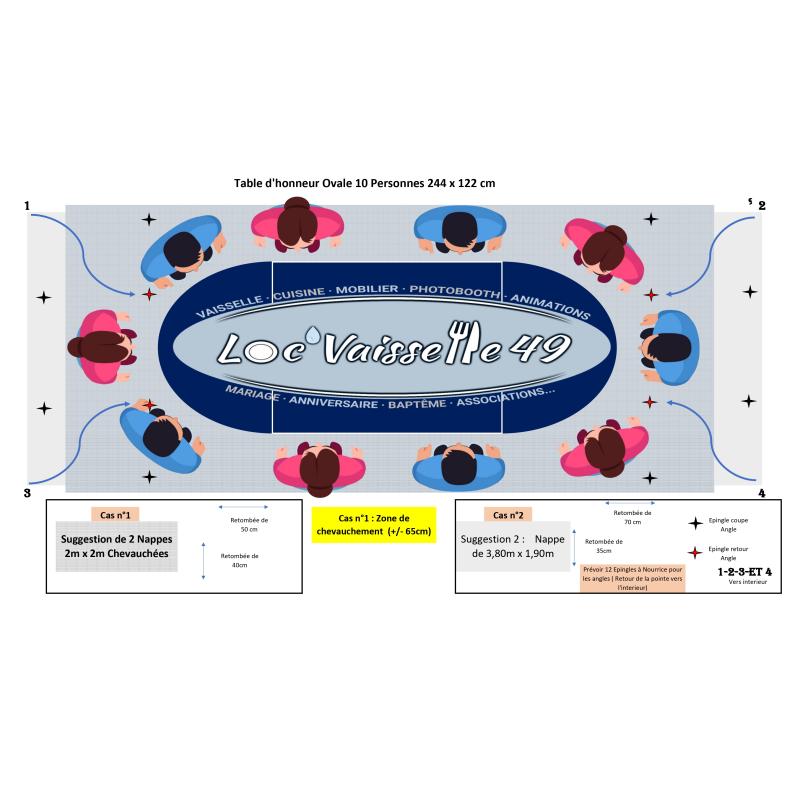 Table d'honneur Ovale Bois 10 Places