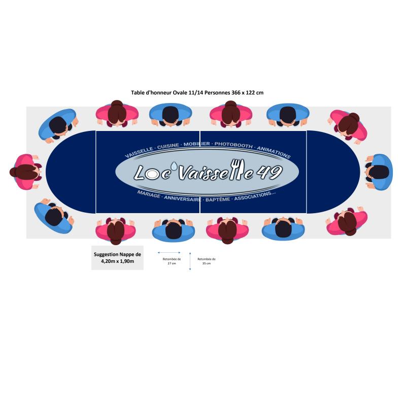 Table d'honneur Ovale Bois 11/14 Places