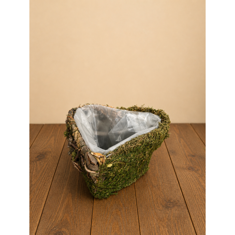 Panier Rotin-Herbe Nature Coeur 16x16xH9cm