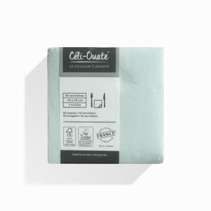 50 Serviettes Cocktail Ouate SAUGE (taille 20x20cm)