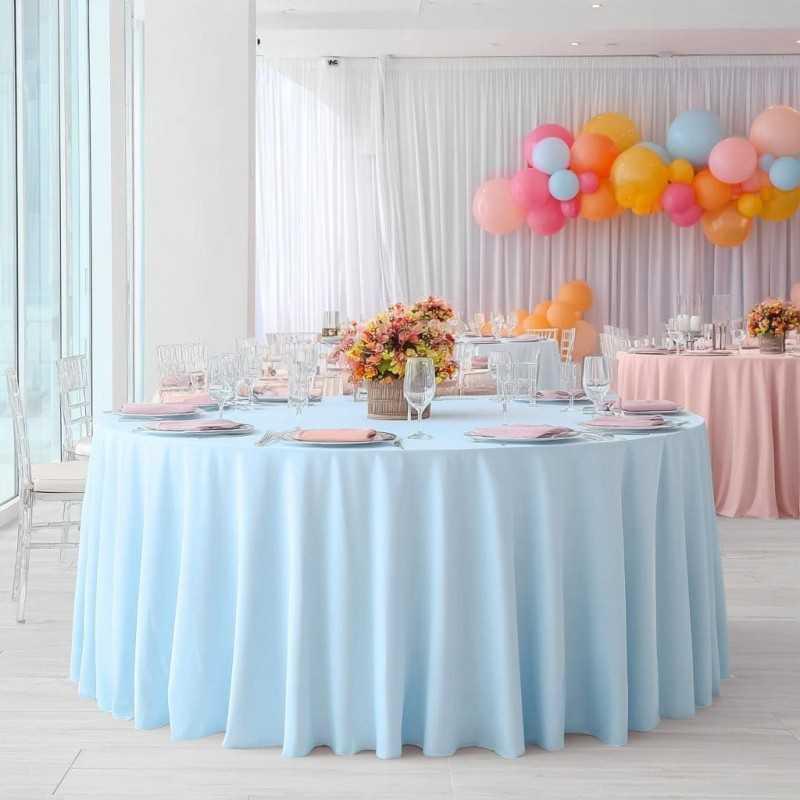 Nappe de table unie ronde BLEU CIEL 280 cm
