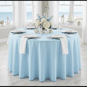 Nappe de table unie ronde BLEU CIEL 280 cm