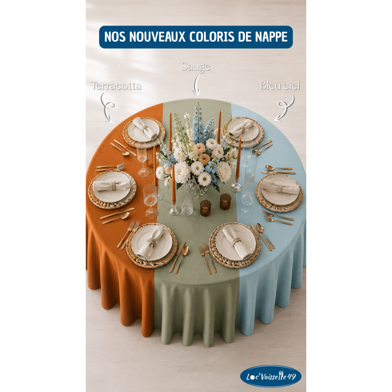 Nappe de table unie ronde VERT SAUGE 280 cm