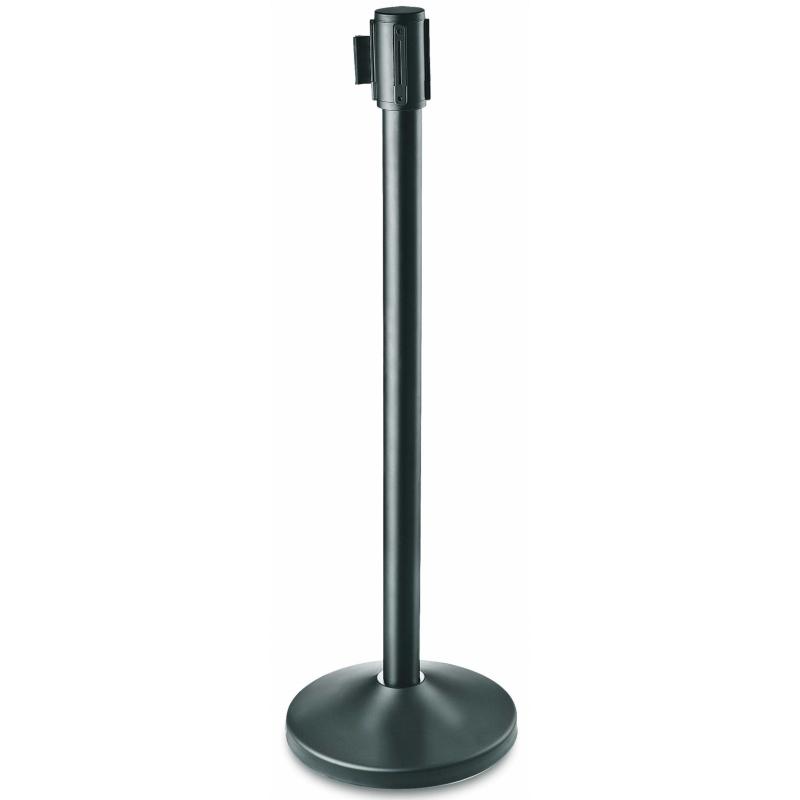 Poteau de balisage noir à sangle noire 2M
