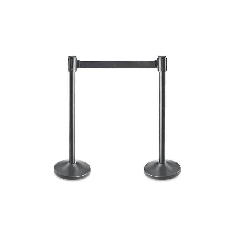 Poteau de balisage noir à sangle noire 2M